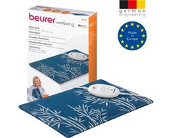 Beurer HK 35 Elektrisch Warmtekussen - Heating pad - 40 x 30 cm - 3 Warmtestanden - Max. 65°C - Snelle opwarming - Automatische uitschakeling - Fleece - Hoes machinewasbaar - 3 Jaar garantie - Blauw/patroon