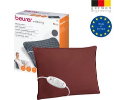 Beurer HK 48 Cherry Red Elektrisch Warmtekussen - Heating pad - 40 x 30 cm - 3 Warmtestanden - Max. 65°C - Snelle opwarming - Automatische uitschakeling - Fleece - Machinewasbaar - 3 jaar garantie - Inclusief Rode Kussenhoes