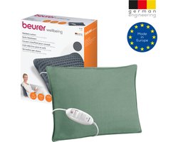 Beurer HK 48 Green Elektrisch Warmtekussen - Heating pad - 40 x 30 cm - 3 Warmtestanden - Max. 65°C - Snelle opwarming - Automatische uitschakeling - Fleece - Machinewasbaar - 3 jaar garantie - Inclusief Groene Kussenhoes