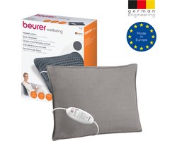 Beurer HK 48 Grey Elektrisch Warmtekussen - Heating pad - 40 x 30 cm - 3 Warmtestanden - Max. 65°C - Snelle opwarming - Automatische uitschakeling - Fleece - Machinewasbaar - 3 jaar garantie - Inclusief Grijze Kussenhoes