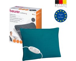 Beurer HK 48 Petrol Elektrisch Warmtekussen - Heating pad - 40 x 30 cm - 3 Warmtestanden - Max. 65°C - Snelle opwarming - Automatische uitschakeling - Fleece - Machinewasbaar - 3 jaar garantie - Inclusief Petrol Kussenhoes