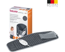 Beurer HK 49 Elektrisch Warmtekussen - Heating pad - Warmteband - Buik & rug - 69 x 28 cm - 3 Warmtestanden - Snelle opwarming - Automatische uitschakeling - Fleece - Machinewasbaar - 3 Jaar garantie - Grijs