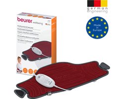 Beurer HK 55 Easyfix Elektrisch Warmtekussen - Heating pad - Warmteband - Voor nek, rug, buik, spieren - 59 x 30 cm - Snelle opwarming - Automatische uitschakeling - Velours - Machinewasbaar - 3 Jaar garantie - Rood/grijs