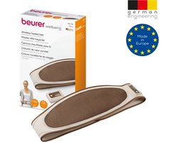 Beurer HK 72 Elektrisch Warmtekussen - Heating pad - Warmteband - Voor de rug - 125 x 18 cm - 4 Warmtestanden - Snelle opwarming - Automatische uitschakeling - Draadloos - Oplaadbaar - Neopreen - Machinewasbaar - 3 Jaar garantie - Bruin/beige