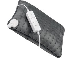 DistinQ Warmtekussen - Elektrische Kussen - Ultra Fleece - 30x40 cm - Grijs - 3 Warmtestanden met Timer - Heating Pillow - Energiezuinig