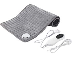 MCBOSON - Elektrisch kussen - Elektrisch warmtekussen - 76x40 cm - Warmtedeken - Heating Pad - 1 persoons - Elektrisch Warmtekussen voor Rug, Voeten, Nek, Schouders, Buik - Automatische uitschakeling - Wasmachine - Grijs