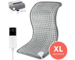 NestWay Elektrisch Warmtekussen 60x30cm - Verwarmingskussen voor Rug, Voeten, Nek, Schouders & Buik - Heating Pad - Wasmachinebestendig - Lichtgrijs