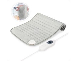 Seranova Elektrisch Warmtekussen voor Rug, Voeten, Nek, Schouders, Buik - Heating Pad - Verwarmingskussen - Wasbaar - 60x30cm - Grijs