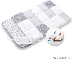 Wellcare WE-167SPHD Rustgevende verwarmingskussen, warmte pad met geweven patchwork hoes | 4D DWF-technologie | 30 x 40 cm | Comfortabel fleece, mesh, baby en gevlochten fleece