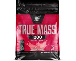 BSN True Mass 1200 - Mass Gainer - Weight Gainer - Strawberry - 15 doseringen (4800 gram)