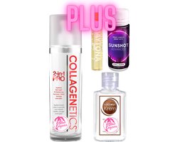 Collagenetics 2 in 1 lotion pro Zonnebankcreme 210 ml plus Krem Kokos 60 ml , Tanshot en Olie 2 ml exclusief bij Zonnestudio Blue Lagoon