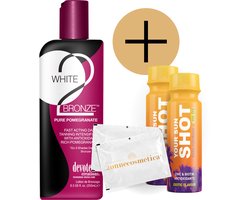 Devoted Creations - White 2 Bronze Pure Pomegranate + 2 Your Sun Shots + 2 Verfrissingsdoekjes