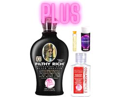 Filthy Rich 360 ml plus Collagenetics plus Tanshot plus Olie exclusief bij Zonnestudio Blue Lagoon