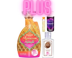 Moroccan Midnight 400 ml plus Krem Kokos plus Tanshot plus Olie exclusief bij Zonnestudio Blue Lagoon