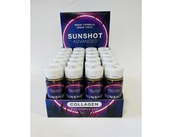 SUN SHOTS TOONBANK VERPAKKING. 24x 60 ml. Tan & Beauty drink