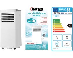 Daytek by Daewoo - Mobiele Airco - Model SYM8266 - Airconditioning 9000 BTU (max 25m2) - Energieklasse A - Met Wifi connectie - Afstandsbediening - Timer 24-uurs