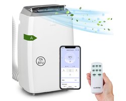 Klarstein - Iceblock Prosmart - Mobiele Airco Met Afvoerslang- 3-In-1 Airco Met Ventilator- Luchtontvochtiger En Nachtmodus- Kleine & Draagbare Airco Voor Woning En Kantoor- Gering Verbruik- 12000 Btu - Wit