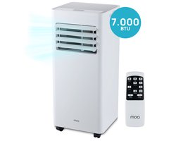 MOA Mobiele Airco - 7.000 BTU - Airconditioner - afstandsbediening - Energieklasse A - Raamafdichtingskits - Slaapkamer - Woonkamer - tot 60 m³ koelen - ventilator en ontvochtiger - Wit