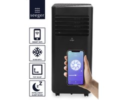 SEEGER Mobiele Smart Airco met Luchtontvochtiger en WiFi - 9000 BTU - Inclusief Installatiekit - Voor Woonkamer en Slaapkamer - Airconditioning - SAC9000S-B - Zwart