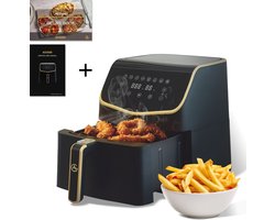 AG5000 Airfryer XXL Premium- Luchtfriteuse - Anti-aanbak - Tot 8 personen- Uitneembare Bak - Vaatwasserbestendig - Met Receptenboek - Extreem Stil- Snelkooktechnologie - Digitaal Display - Tot 200°C - 8 Voorgeprogrammeerde standen. 5.5L Zwart