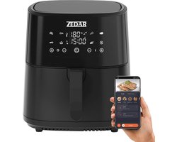 Airfryer XXL - Met APP - Groot 8 Liter - Heteluchtfriteuse - Zwart - Digital Touchscreen - 50 voorgeprogrammeerde gerechten Zedar AF600