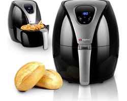 alpina Airfryer 2,4 L - Heteluchtfriteuse met Digitaal Display en Touch Control - 4 Personen - Air Fryer met Instelbare Temperatuur 80-200°C - Hetelucht Friteuse 1500 Watt