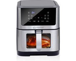 alpina Airfryer XXL - Airfryer Oven en Heteluchtfriteuse 8L - Instelbare Temperatuur 80-200°C - Timer 120 Min - 1800W - Digitaal Display - Zilver - Hetelucht Oven Airfryer