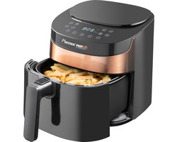 Bestron Airfryer, digitale Heleluchtfriteuse met PrepAir®-Technologie, Sensor-touchdisplay met 8 voorgeïnstalleerde programma's, 4 liter inhoud, inclusief kookboek, Copper Collection, kleur: Koper