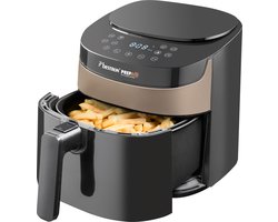 Bestron Airfryer, digitale Heleluchtfriteuse met PrepAir®-Technologie, Sensor-touchdisplay met 8 voorgeïnstalleerde programma's, 4 liter inhoud, inclusief kookboek, Satin Collection, kleur: Beige