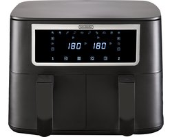 Bourgini Duo Heteluchtfriteuse 2 x 4.0L - Airfryer XXL - 2 laden met synchronisatie functie - Touchscreen - 8L - 2600W - PFAS-Vrije anti-aanbaklaag - Zwart