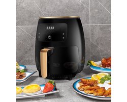 Cheffinger - Digitale Airfryer XL 4,5l Zwart - Hetelucht Friteuse - Zwart-Goud