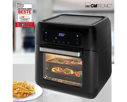 Clatronic FR 3747 H hetelucht-friteuse, olie- en vetvrij, 11 liter, sensor touchbediening, LED-display, zwart