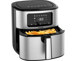 COOK-IT Airfryer - 8L XXL - Heteluchtfriteuse met Uitneembare Frietmand - Zwart/RvS