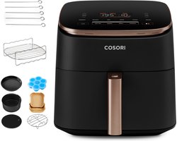 Cosori TurboBlaze Airfryer - met Accessoire set - XXL Heteluchtfriteuse 6 liter - inclusief spiezenrek en 5 spiesjes - Rosé Goud/Zwart