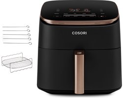 Cosori TurboBlaze Airfryer - XXL Heteluchtfriteuse 6 liter - 9 programma's - inclusief spiezenrek en 5 spiesjes - Rosé Goud/Zwart