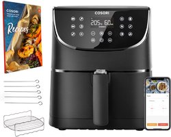 Cosori XL Airfryer - Heteluchtfriteuse 5.5 liter - Inclusief Spiezenrek en 5 Spiezen - met App Connectie – Zwart