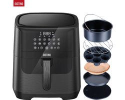 DistinQ Heteluchtfriteuse- 1800Watt - Inhoud 6,5 liter - AirFryer Zwart + Accessoires Set