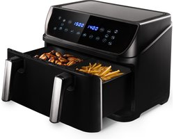 Dubbele Airfryer XXL - 10L inhoud - 2400W -10 bakprogramma's - Incl. Bakpapier - 2 Lades - Dual Zone Technologie - Heteluchtfriteuse - Vivid Green