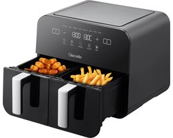 Glacielle Moderne Dubbele Airfryer XXL - 9 Liter - Duo Airfryer - Heteluchtfriteuse - Twee kookvakken x 4.5L - 2400W - Zwart