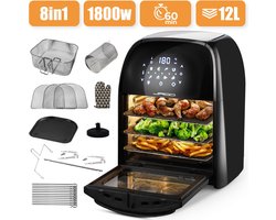 GoodVibes - Hetelucht Friteuse Groot - Airfryer XXL - 12 Liter - Zwart