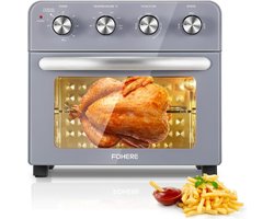 Heteluchtfriteuse Met Draaispies 23L – 1700W Werkblad Oven - Eenvoudig Te Gebruiken - Onafhankelijke Temperatuurregeling -A 6 Accessoires – Grijs