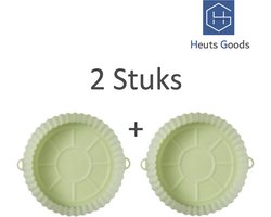 Heuts Goods - Airfryer Accessoires - Airfryer Bakpapier - 2 Airfryer Siliconen Bakjes - Airfryer Accessoires - Airfryer bakpapier Siliconen - Siliconen Airfryer Bakjes - Duurzaam - 20CM - 2 STUKS - Groen