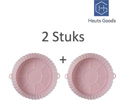 Heuts Goods - Airfryer Accessoires - Airfryer Bakpapier - 2 Airfryer Siliconen Bakjes - Airfryer Accessoires - Airfryer bakpapier Siliconen - Siliconen Airfryer Bakjes - Duurzaam - 20CM - 2 STUKS - Roze