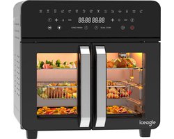 Iceagle Dual Zone Heteluchtfriteuse AFTO-2301DT 23L Zwart - Air Fryer met dubbele ramen, 15 programma's, 50℃-200℃