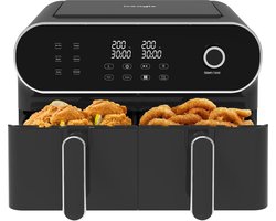 Iceagle heteluchtfriteuse 2 kamers Airfryer XXL 11L - 1700 W heteluchtfriteuse met 2 compartimenten | Heteluchtfriteuse met twee zones, 6 kookfuncties, touchscreen, receptenboek