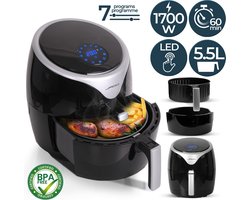 Jago - Airfryer XXL - 7-in-1 - Hot Air Oven 5.5L - 1700 Watt - LED Display with Touch Screen - 7 Programmes - Build-in 60 Minute Timer - Hot Air Fryer - Black