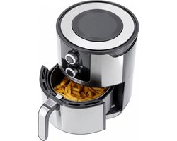 Just Perfecto Airfryer XXL 4L - 1400W - RVS - Heteluchtfriteuse Met Grilplaat - Air Fryer Zonder Olie - Braden, Grillen, Bakken, Roosteren én Frituren - 8 Programma's - Vaatwasserbestendig - Uitneembare Mand - Easy To Use