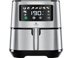 KESSER® Airfryer XXL 5,5 Liter Heteluchtfriteuse Roestvrij Staal | Inclusief Broodmand | 1700W Friteuse | Touch Display | 8 Programma's | Zonder OLIE | ? Oven ? Hetelucht ? Grill | Vetvrij - Zilver