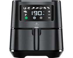 KESSER® Airfryer XXL 5,5 Liter Heteluchtfriteuse Roestvrij Staal | Inclusief Broodmand | 1700W Friteuse | Touch Display | 8 Programma's | Zonder OLIE | ? Oven ? Hetelucht ? Grill | Vetvrij - Zwart