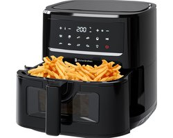 KitchenBrothers Airfryer XXL - 7.5L - 1800W - Heteluchtfriteuse - Dual Heating - 50ºC tot 200ºC - 10 Kookprogramma's - Zwart